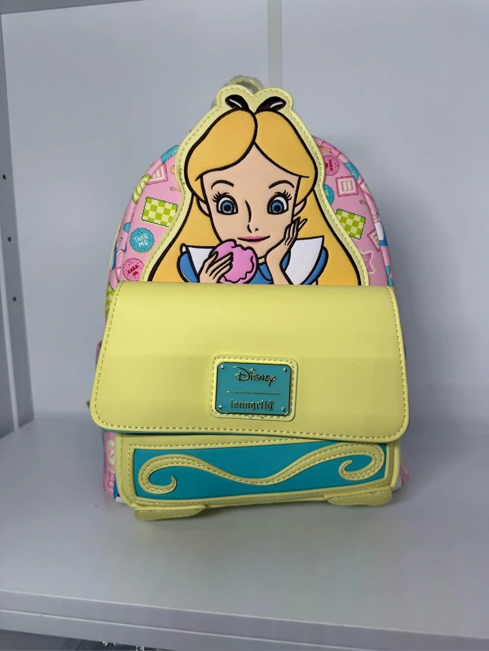 Loungefly Disney Alice in Wonderland Cookies Take Me Mini Backpack NWT